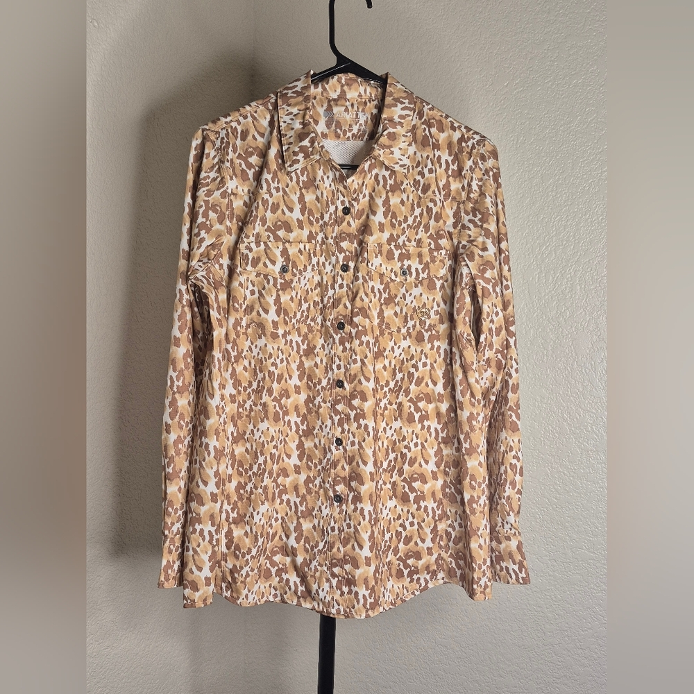 Ariat Tan Leopard Button Down Shirt